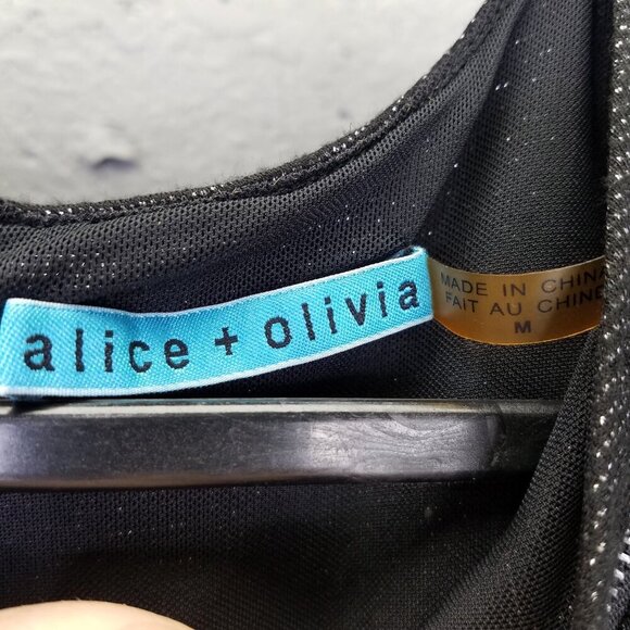 ALICE + OLIVIA Gyllen Dress Womens M Mini Black Metallic Fleck Zipper Net Lining - Picture 9 of 12